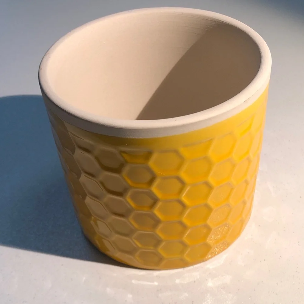 Yellow Bee Ceramic planter pot pencil holder trinket holders
